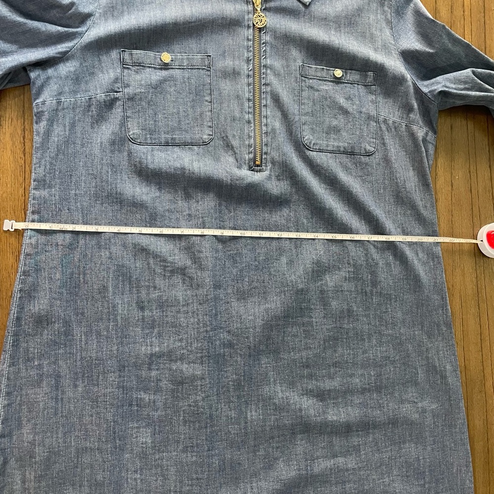 Anne Klein Denim 3/4 Sleeves Zip-Up Dress - Picture 8 of 10